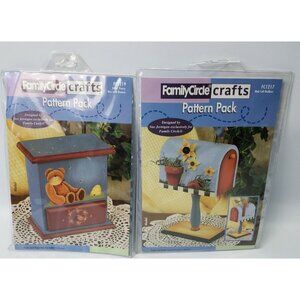 Family Circle Crafts Pattern Packs Lot Of 2 Mail box FC1217 Box Drawer FC1219